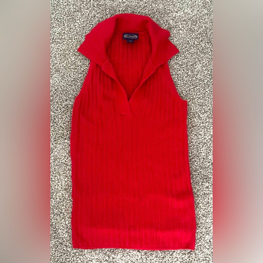 Sofia Vergara Pointelle Polo Ribbed Sleeveless Top Size XS